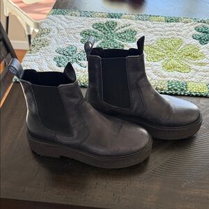 Free People Black Chelsea Platform Boots - Size 38
